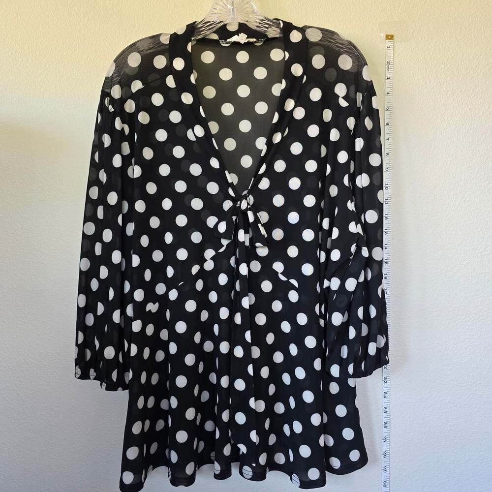 Siren Lily Sheer Polka Dot Womens 2X Top